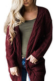 New Women's Boho Long Sleeve Open Front Chunky Warm Cardigans Pointelle Pullover Cozy Sweater Plus