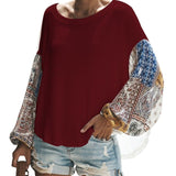CALOFE Brand New Loose Knitting Sweater Women Fashion Boho Patchwork Autumn Warm Long Sleeve O Neck Loose Sweaters Female