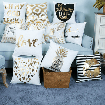Pillow Cover Gold Printed
