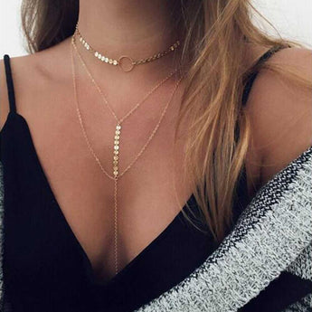 Sequins Layered Necklace