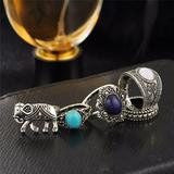 Three Stone Tibetan Elephant Ring Set