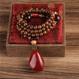 Nepal Wood Mala Beads Necklace