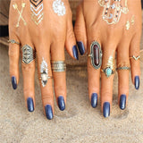 Chakra Turquoise and Lapiz Lazuli Ring Set (8pc)