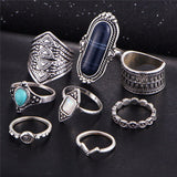 Chakra Turquoise and Lapiz Lazuli Ring Set (8pc)