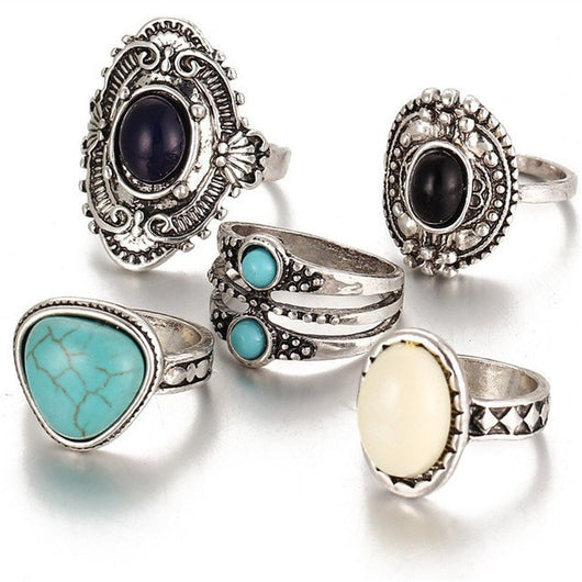 Chakra Balance Turquoise  Ring Set
