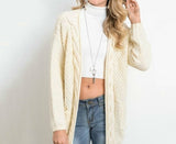 New Women's Boho Long Sleeve Open Front Chunky Warm Cardigans Pointelle Pullover Cozy Sweater Plus