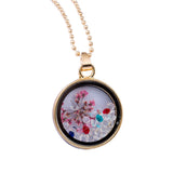Fashion Women Round Glass Dried Flowers Pendant Necklaces Rhinestone Necklace