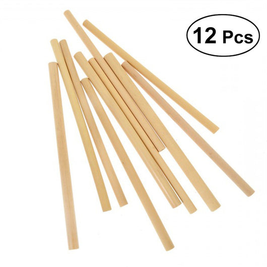 12pcs Bamboo Drinking Straws Eco-Friendly Natural Straw Cocktail Drink Straw (Random Color)